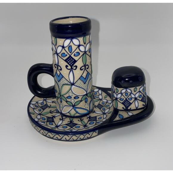 Javier Servin Hand Painted Talavera Handled Shot Glass With Serving Tray - Picture 1 of 8